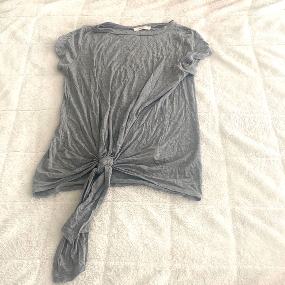 Jolie gray tie front t shirt